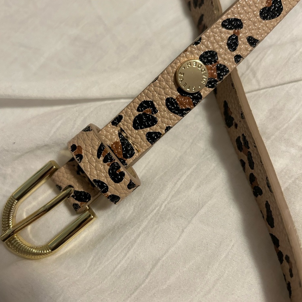 Steve Madden Leopard Print Belt with Gold Buckle